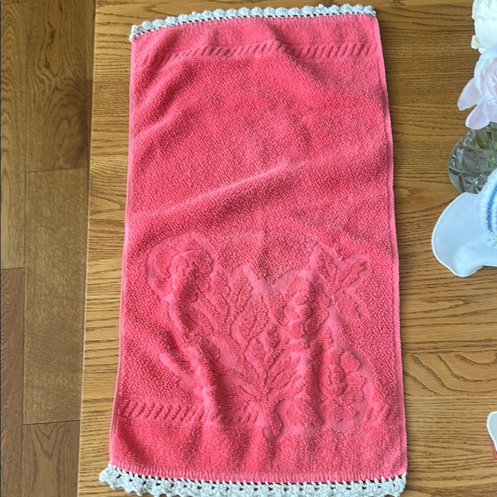 Coral Lace-Trimmed Skirt